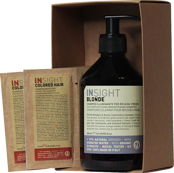 Изображение товара Набор косметики для волос Insight Blonde Cold Reflection Шампунь 400мл+Шампунь-кондиционер 2x10мл