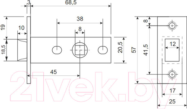 Изображение товара Защелка врезная VELA 5400-P-SN (матовый никель)
