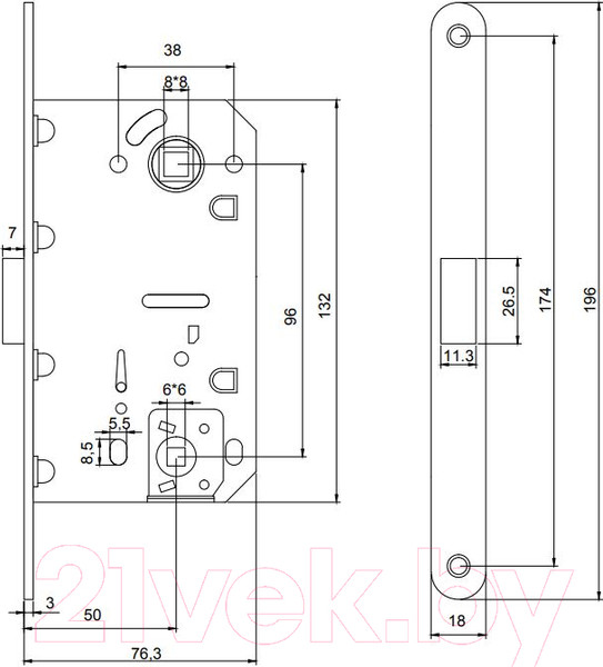 Изображение товара Защелка врезная с фиксацией VELA V1895-CR (хром)