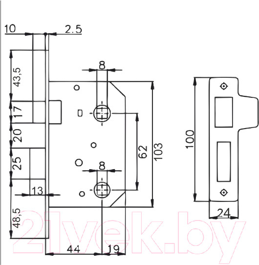 Изображение товара Защелка врезная VELA 251-WC SN (62мм)