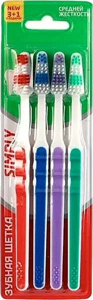 Изображение товара Набор зубных щеток Rendal Simply Средней жесткости (4шт)