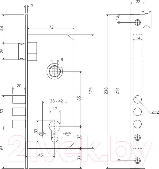 Изображение товара Замок врезной VELA 2400-ZN