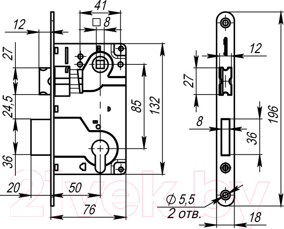 Изображение товара Замок врезной VELA 285-AB (бронза)