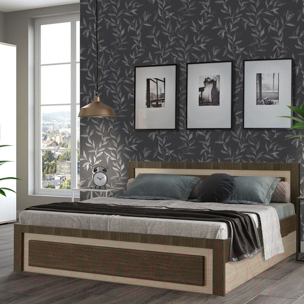 Изображение товара Двуспальная кровать Артём-Мебель СН 120.03-1600 (дуб экспрессив бронзовый/дуб экспрессив песочный)