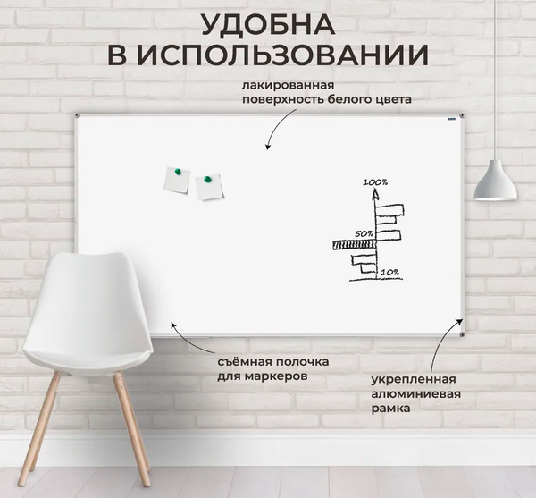 Изображение товара Магнитно-маркерная доска OfficeSpace 347028 (100x180см)