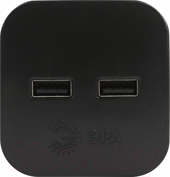 Изображение товара Электроразветвитель ЭРА SP-2-USB-B / Б0049535 (черный)