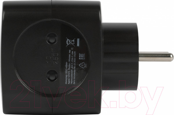Изображение товара Электроразветвитель ЭРА SP-2-USB-B / Б0049535 (черный)