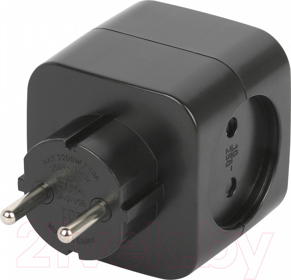 Изображение товара Электроразветвитель ЭРА SP-2-USB-B / Б0049535 (черный)