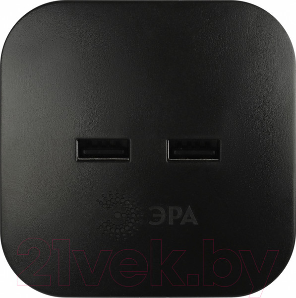 Изображение товара Электроразветвитель ЭРА SP-2-USB-W / Б0049536 (черный)