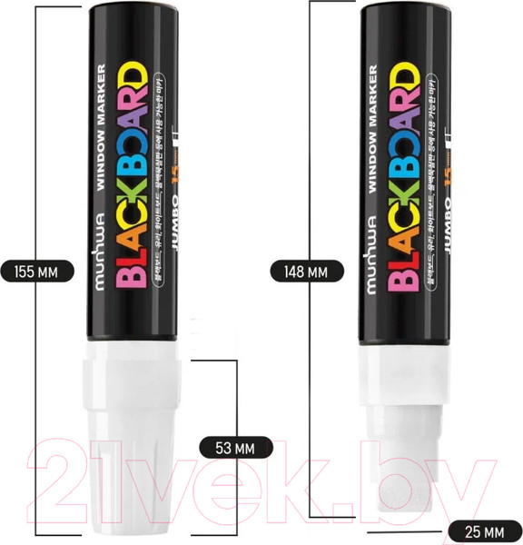Изображение товара Маркер меловой MunHwa Black Board Jumbo / JBM15-05 (белый)