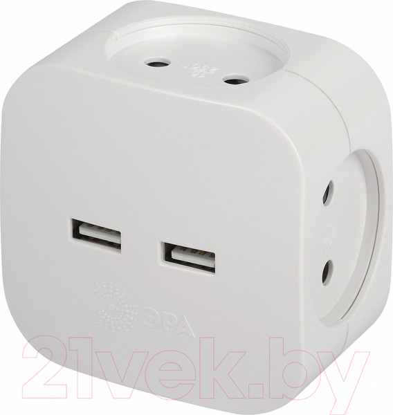 Изображение товара Электроразветвитель ЭРА SP-4-USB-W / Б0049532 (белый)