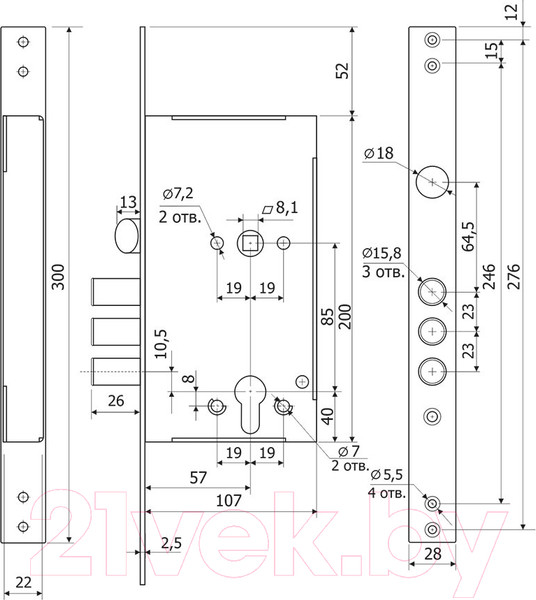 Изображение товара Замок врезной Гардиан 62.11