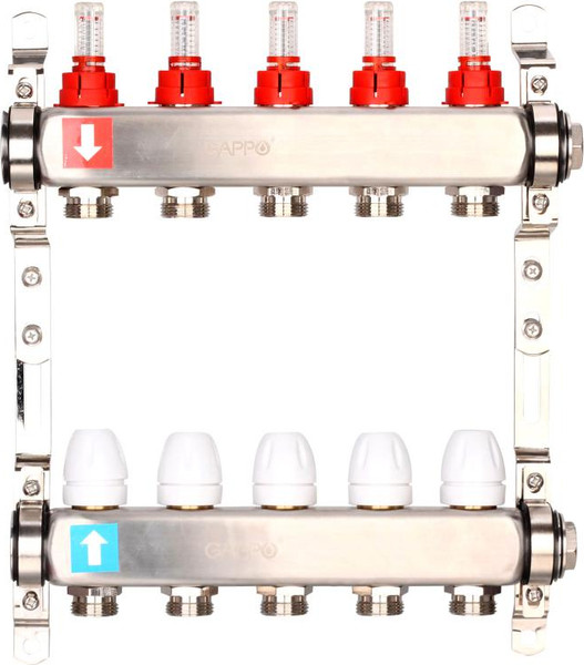 Изображение товара Коллекторная группа отопления Gappo 5-выходов 1"x3/4" / G424.5