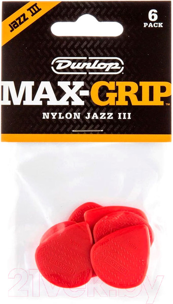 Изображение товара Набор медиаторов Dunlop Manufacturing Max-Grip Nylon Jazz III 471P3N (6шт)