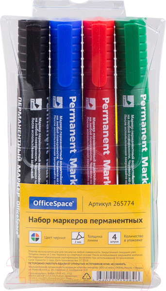 Изображение товара Набор маркеров OfficeSpace 8004 / 265774 (4цв)
