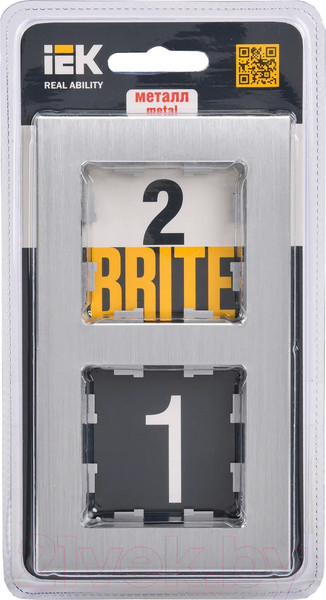 Изображение товара Рамка для выключателей и розеток IEK Brite BR-M22-M-K47 (алюминий)