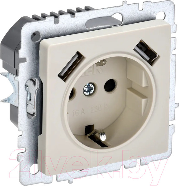 Изображение товара Розетка IEK Brite BR-R14-16-U21-D31-K10 (бежевый)