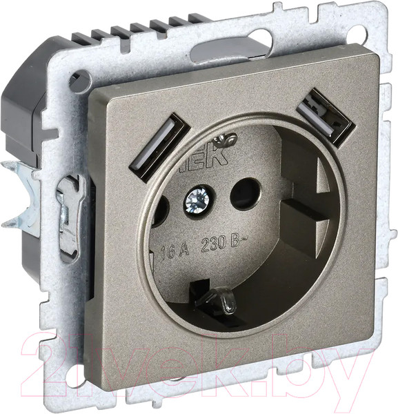 Изображение товара Розетка IEK Brite BR-R14-16-U21-D21-K37 (шампань)