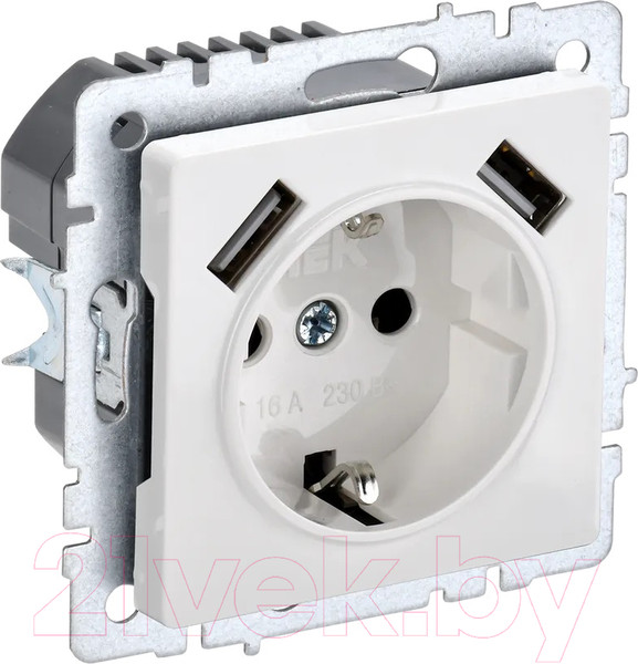 Изображение товара Розетка IEK Brite BR-R14-16-U21-D21-K01 (белый)