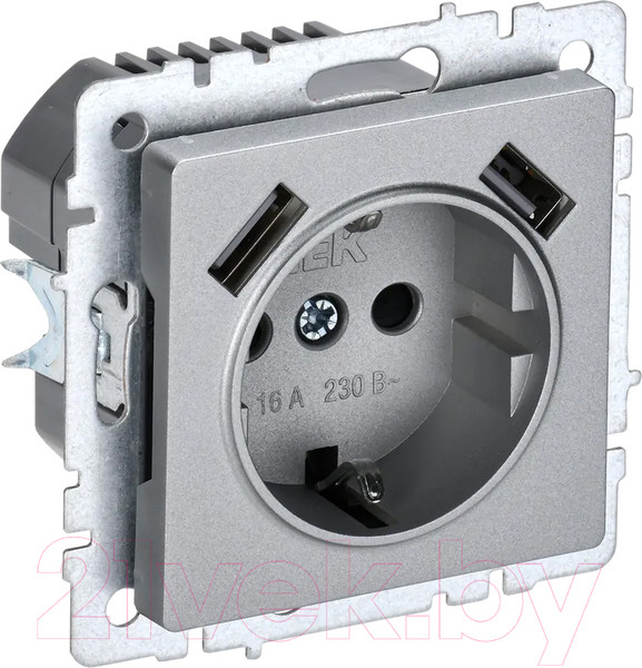 Изображение товара Розетка IEK Brite BR-R14-16-U21-D31-K47 (алюминий)