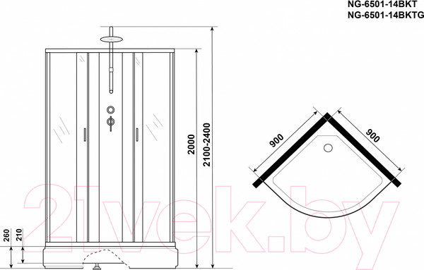 Изображение товара Душевая кабина Niagara NG-6501-14BKTG 90x90x200 (тонированное стекло/черный)