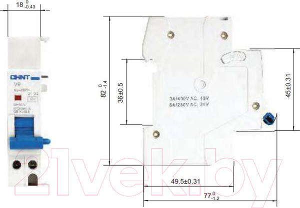 Изображение товара Расцепитель независимый Chint V9 для NB1 / AC230V (электронный)