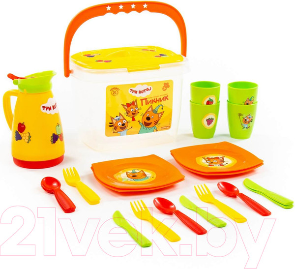 Изображение товара Набор игрушечной посуды Полесье Пикник. Три кота / 72948