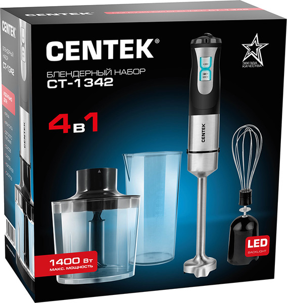 Изображение товара Блендер погружной Centek CT-1342 (черный/сталь)