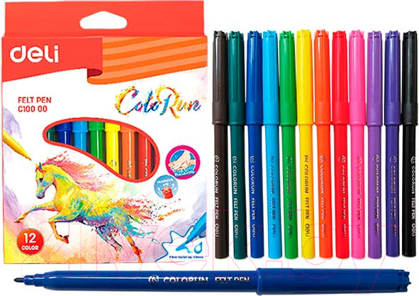 Изображение товара Фломастеры Deli Color Run Смываемые C10000 (12цв)