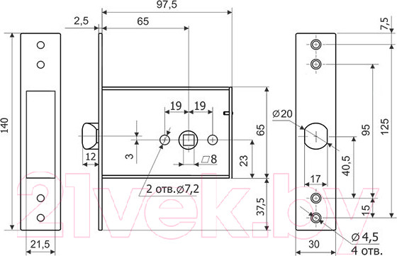 Изображение товара Защелка врезная Гардиан 301 (никель)