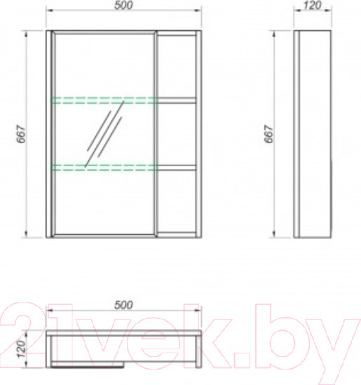 Изображение товара Шкаф с зеркалом для ванной Какса-А Silvia 50 б/о / 466787