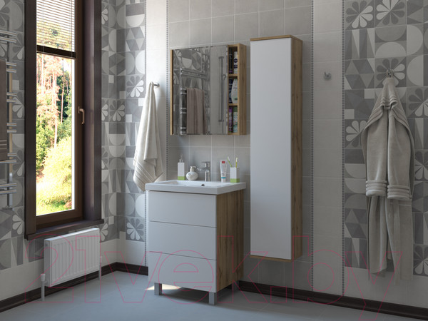 Изображение товара Шкаф с зеркалом для ванной Какса-А Silvia 60 б/о / 466788