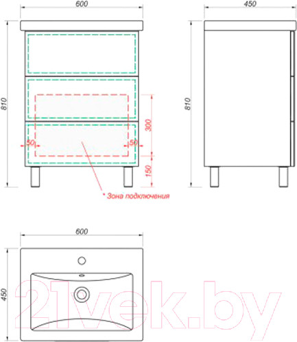 Изображение товара Тумба под умывальник Какса-А Silvia 60 / 466786