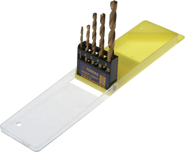 Изображение товара Набор сверл Tundra HSS TiN по металлу цилиндр. хвостовик 3 4 5 6 8мм / 1119696 (5шт)
