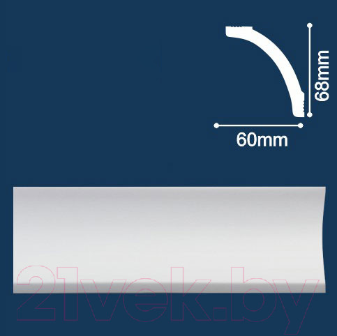 Изображение товара Плинтус потолочный SOLID C26/70 Экструдированного пенополистирола (68x60x2000мм, белый)