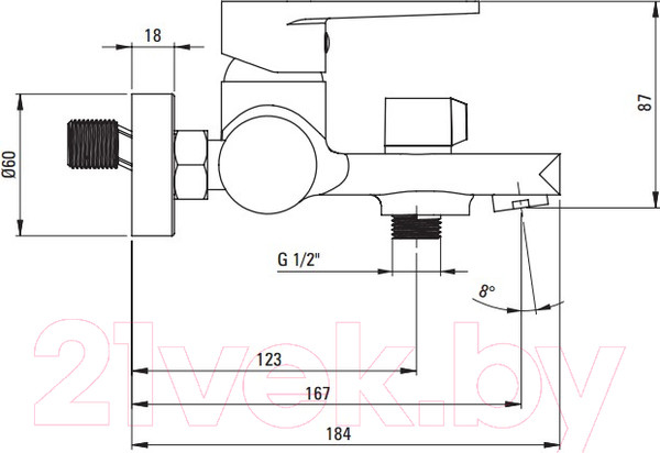 Изображение товара Смеситель Deante Tubo BUT 010M