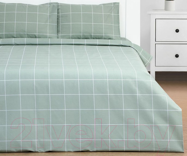 Изображение товара Комплект постельного белья Этель Клетка / 9355734 (оливковый)