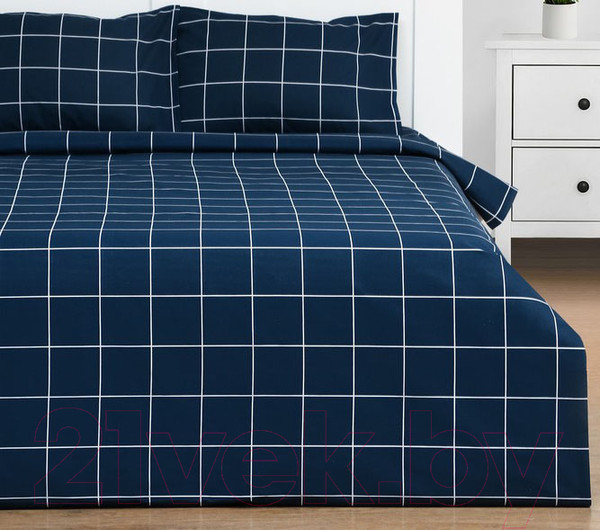 Изображение товара Комплект постельного белья Этель Клетка / 9355731 (синий)