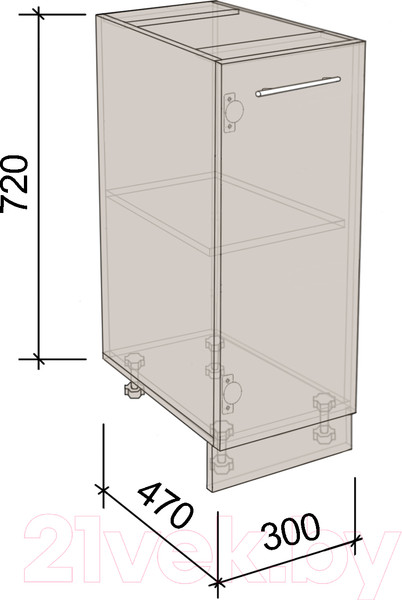 Изображение товара Шкаф-стол кухонный Артём-Мебель 300мм СН-114.01 (ДСП бетон спаркс)