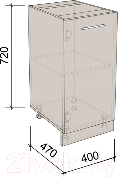 Изображение товара Шкаф-стол кухонный Артём-Мебель 400мм СН-114.02 (ДСП бетон спаркс)