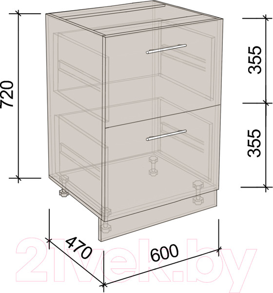Изображение товара Шкаф-стол кухонный Артём-Мебель 600мм СН-114.16-Ш (ДСП бетон спаркс)