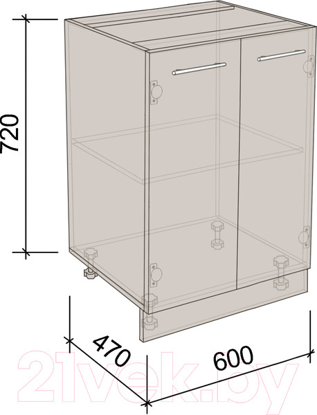 Изображение товара Шкаф-стол кухонный Артём-Мебель 600мм СН-114.04 (ДСП бетон спаркс)