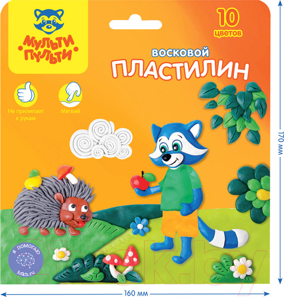 Изображение товара Пластилин восковой Мульти-пульти Енот в лесу / ВП_11057 (10цв)