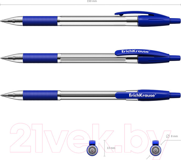 Изображение товара Ручка шариковая Erich Krause R-301 Classic Matic&Grip / 56618 (синий)