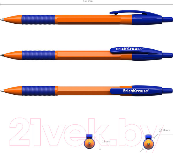 Изображение товара Ручка шариковая Erich Krause R-301 Orange Matic&Grip / 56619 (синий)