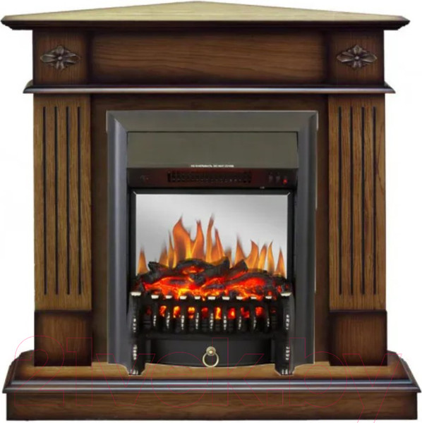 Изображение товара Каминокомплект Смолком Brighton Corner + Fobos-s Lux BL LT (дуб антик)