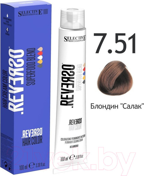 Изображение товара Крем-краска для волос Selective Professional Reverso Superfood тон 7.51 / 89751 (100мл)