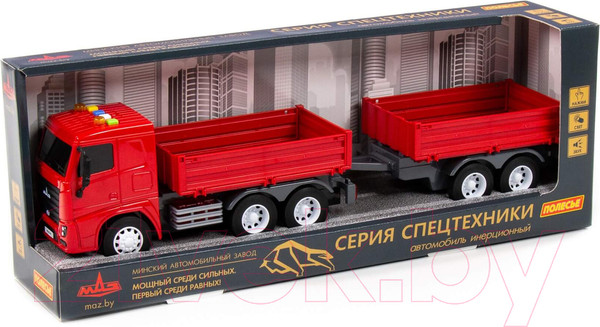 Изображение товара Автомобиль игрушечный Полесье Маз Бортовой с прицепом / 94155