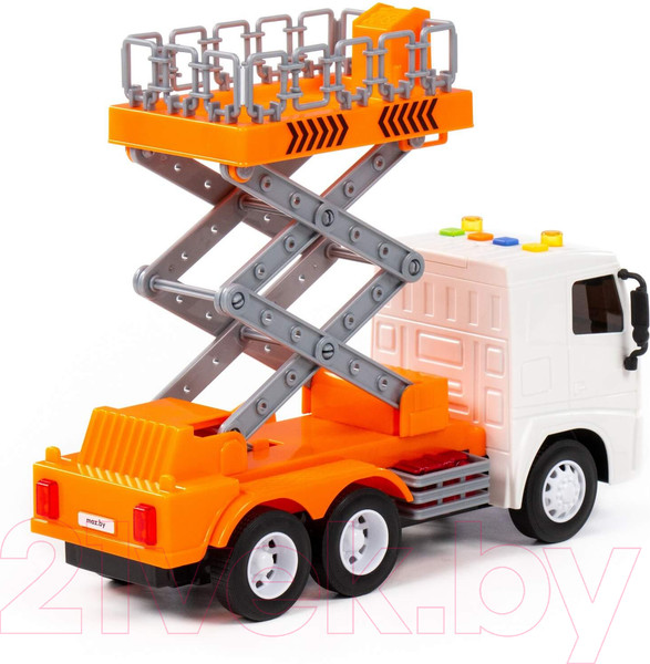 Изображение товара Автомобиль игрушечный Полесье Маз с подъемником со звуком и светом / 94025 (инерционный)
