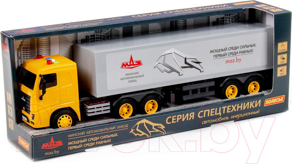 Изображение товара Автомобиль игрушечный Полесье Маз Тягач с полуприцепом со звуком и светом / 94124 (инерционный)